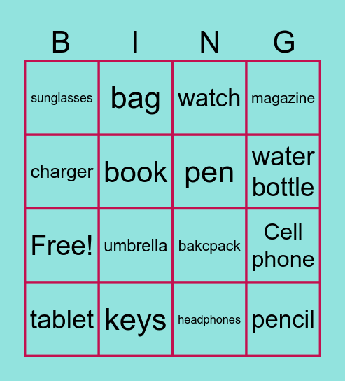 Common objects people carry Bingo Card