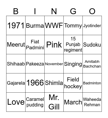 Just Married 50 Years Ago Bingo Card