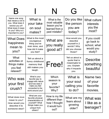 Mental Health Bingo Card