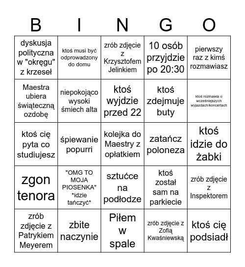 wigilijne BINGO Card