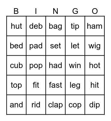 cvc bingo Card