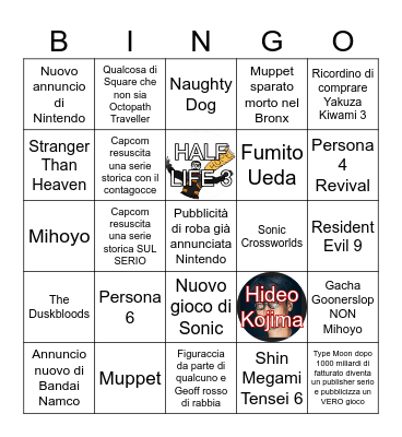 The Game Awards 2025 Bingo Card