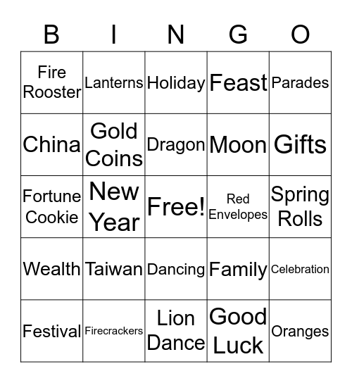 Chinese New Year Bingo Card