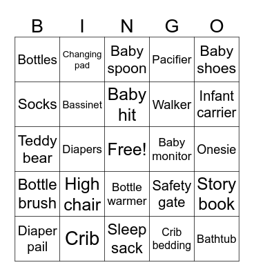 Baby Bingo Card