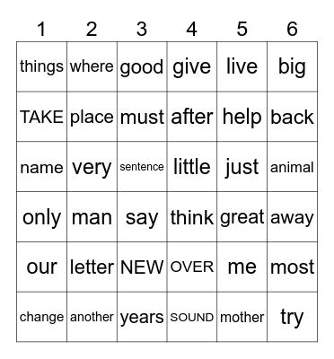 ROLL/READ 2 Bingo Card