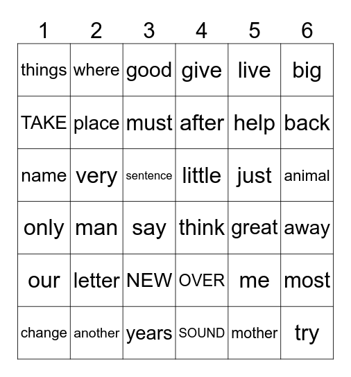 ROLL/READ 2 Bingo Card