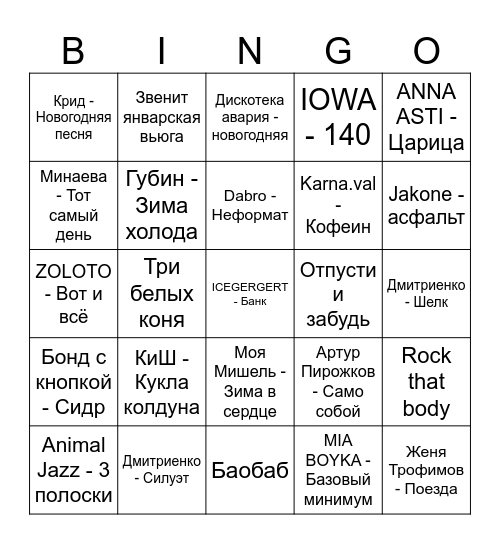 ZIMOVKA LOTO Bingo Card