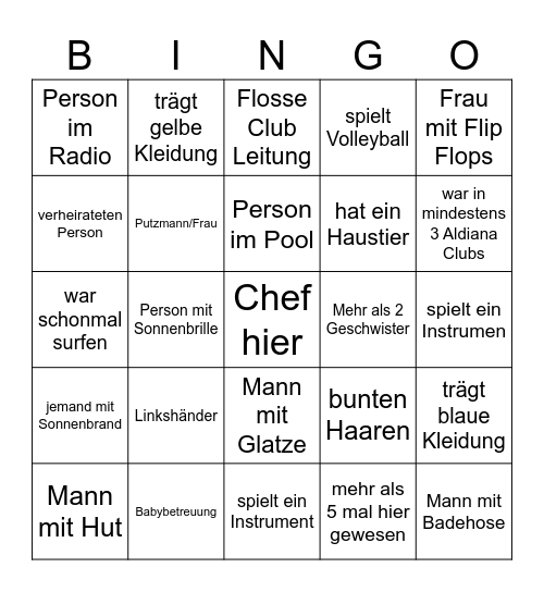 Unterschriften Bingo Card