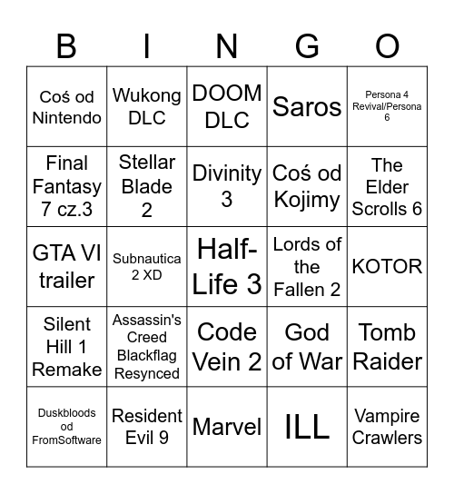 xxxxxxxxxxxxx Bingo Card
