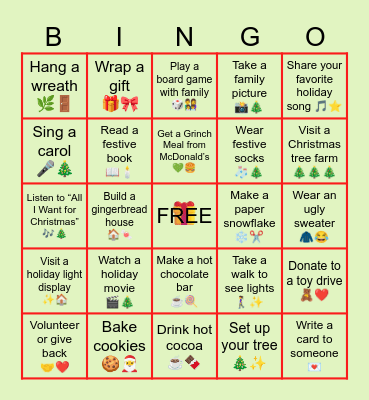 Holiday Bingo! Bingo Card
