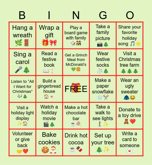 Holiday Bingo! Bingo Card