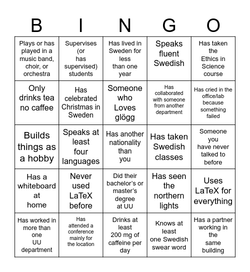 Math x IT Bingo Card