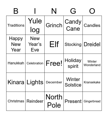 RS Holiday Bingo Card