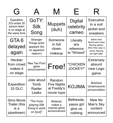 Game Awards! Bingo Card