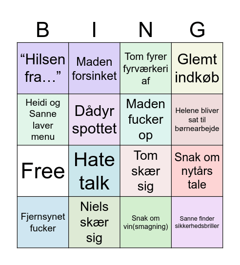 Nytårs bingo 2026 Bingo Card