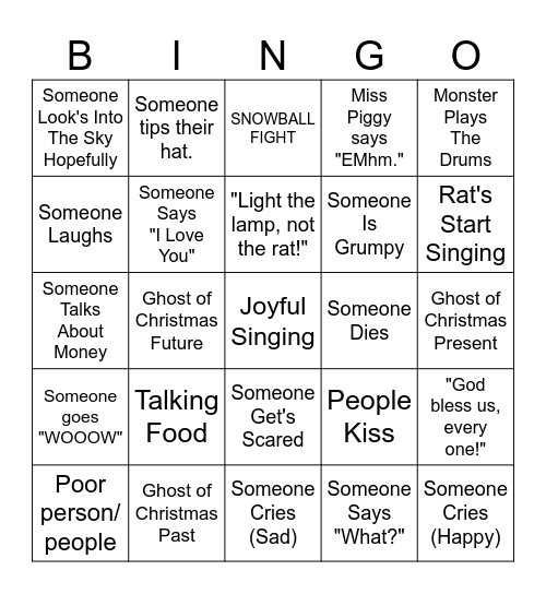 Muppet's Christmas Carol BINGO! Bingo Card