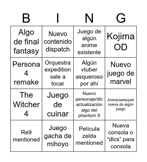 Niggi bingi Bingo Card