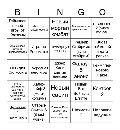 Игровая Шизулечка Bingo Card