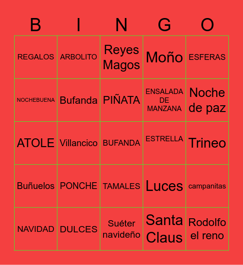 Bingo navideño Bingo Card