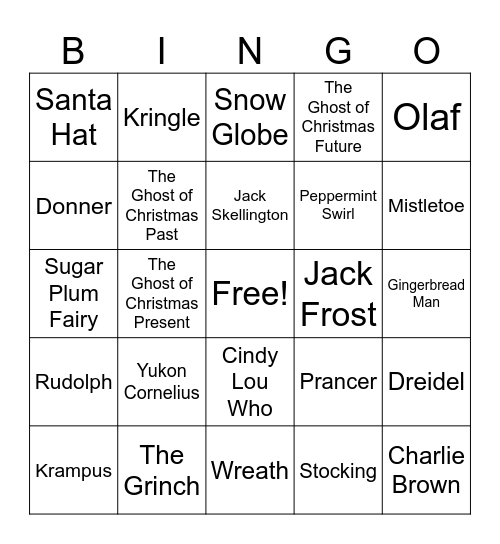 HOLIDAY THEATRE BINGO Card