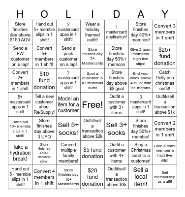 REI 117 Holiday Bingo Bonanza Bingo Card
