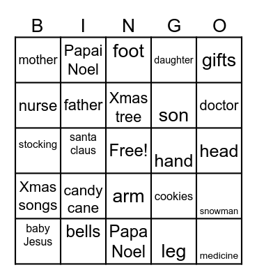 Christmas Bingo - ABC1 Bingo Card