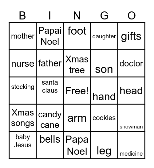Christmas Bingo - ABC1 Bingo Card