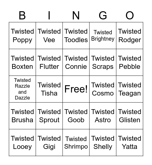 Dandys World Twisted Bingo Card