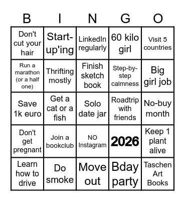2026 Bingo Card