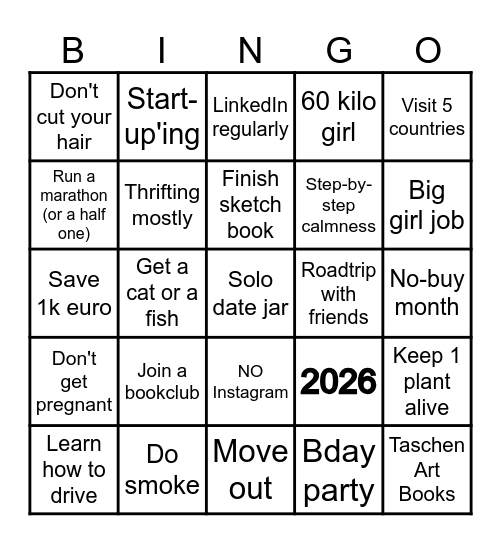 2026 Bingo Card