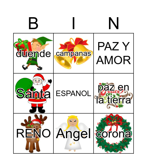NAVIDAD EN USA Y PAISES HISPANOS Bingo Card