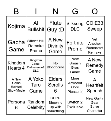 GA 2025 Bingo Card