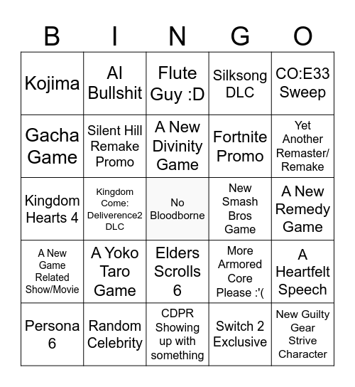 GA 2025 Bingo Card