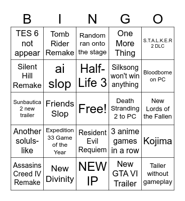 TGA 2026 GIGA BINGO Card