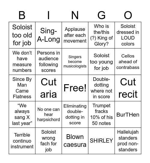 MESSIAH Bingo Card