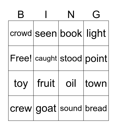 Vowel Teams Bingo Card