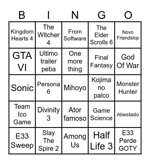BINGO TGA CHURRAS Bingo Card