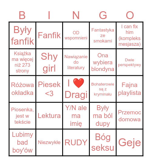 Bingo książkowe 1 Bingo Card