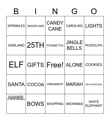 HOLIDAY Bingo Card