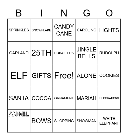 HOLIDAY Bingo Card