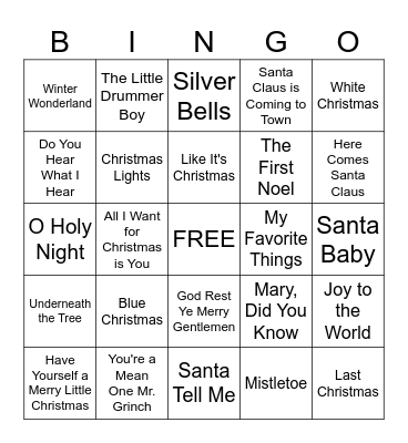 Christmas Musical Bingo Card