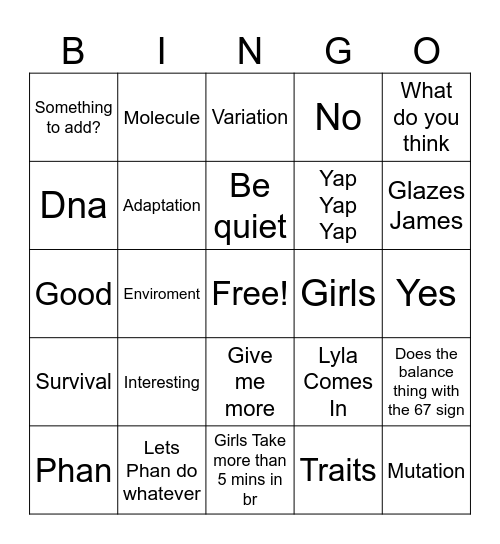 What Mrs Dajani Says Bingo Card