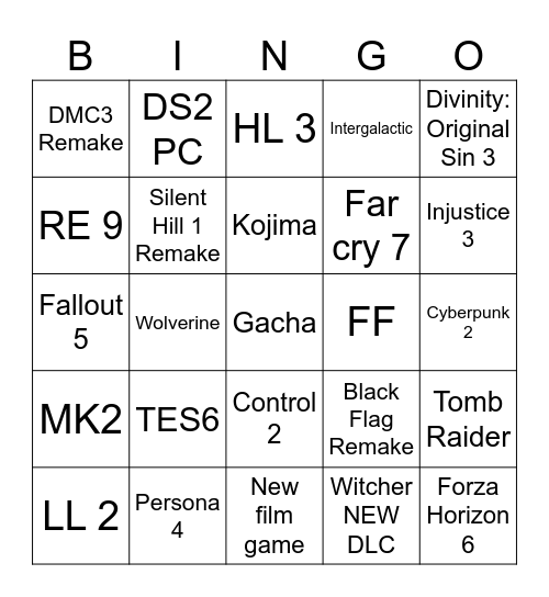 BINGO TGA 2025 Bingo Card