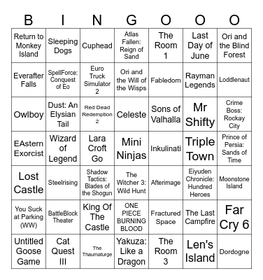 100% Achievement Bingo Card