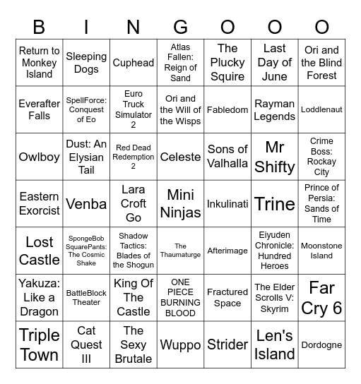 100% Achievement Bingo Card