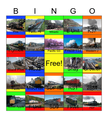 Railroads that I would like to visit besides BK with PWP one day Bingo Card