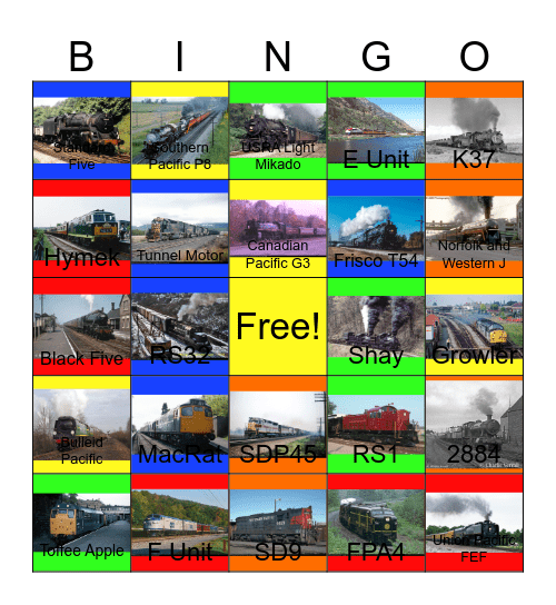 Railroads that I would like to visit besides BK with PWP one day Bingo Card