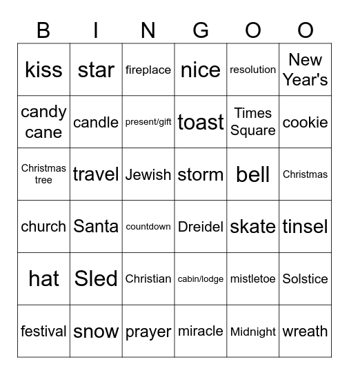 CYOBC - Holiday Reads Bingo Card