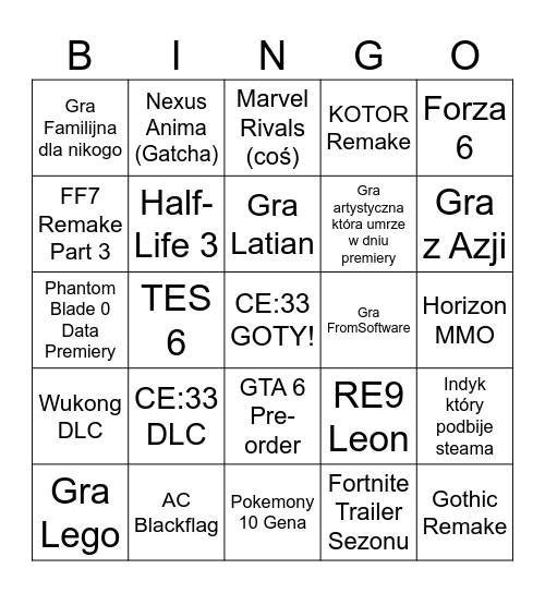 Untitled Bingo Card