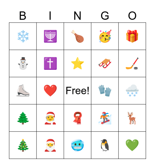 Christmas bingo Card